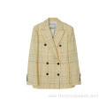 Trendy Clothing Office Yellow Plaid Blazer for Women